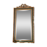 Gold and fir green beveled mirror, Louis XVI/Regency style, 1970