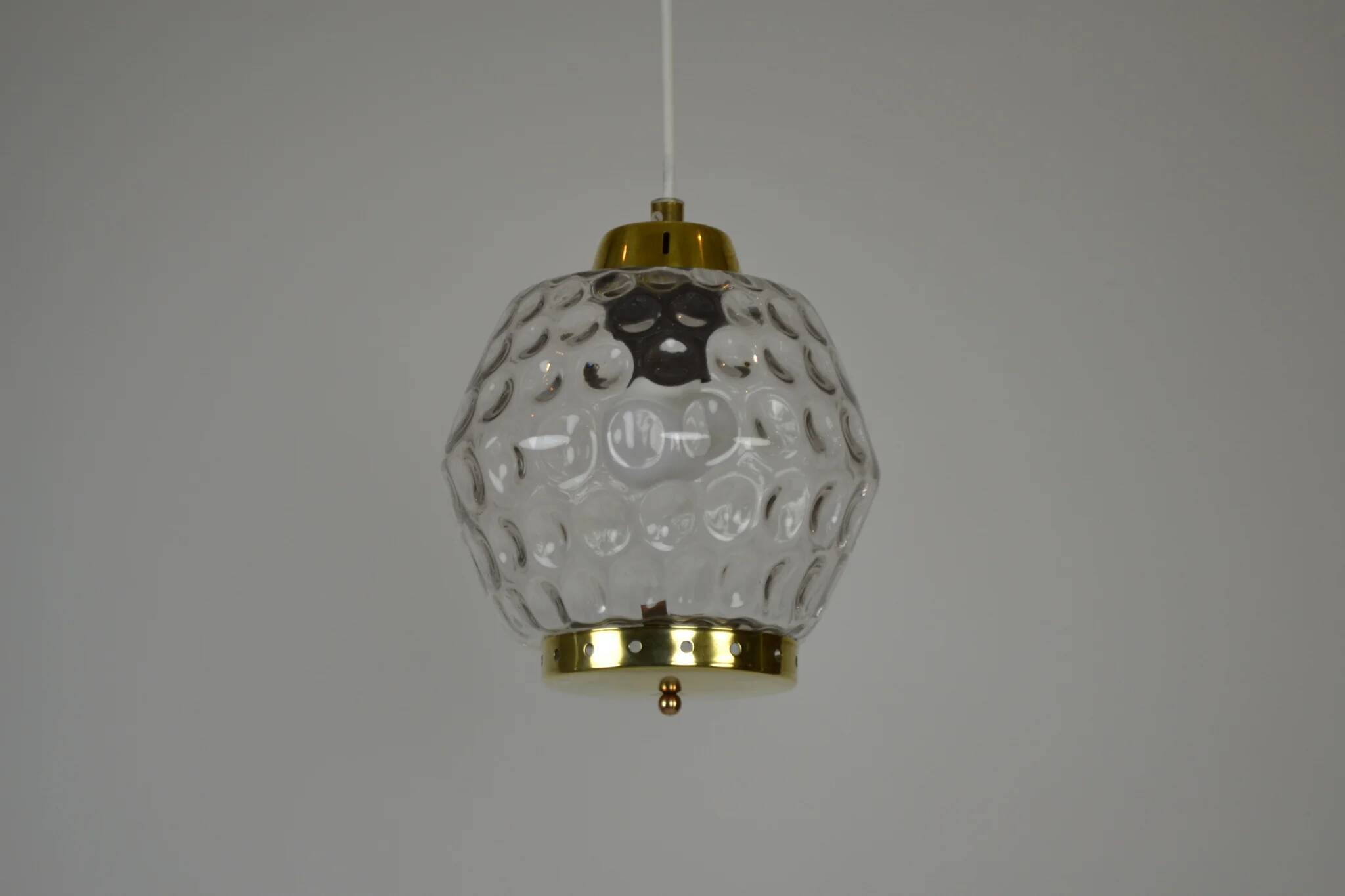 Glass and Brass Pendant Lamp, 1960s, Sweden