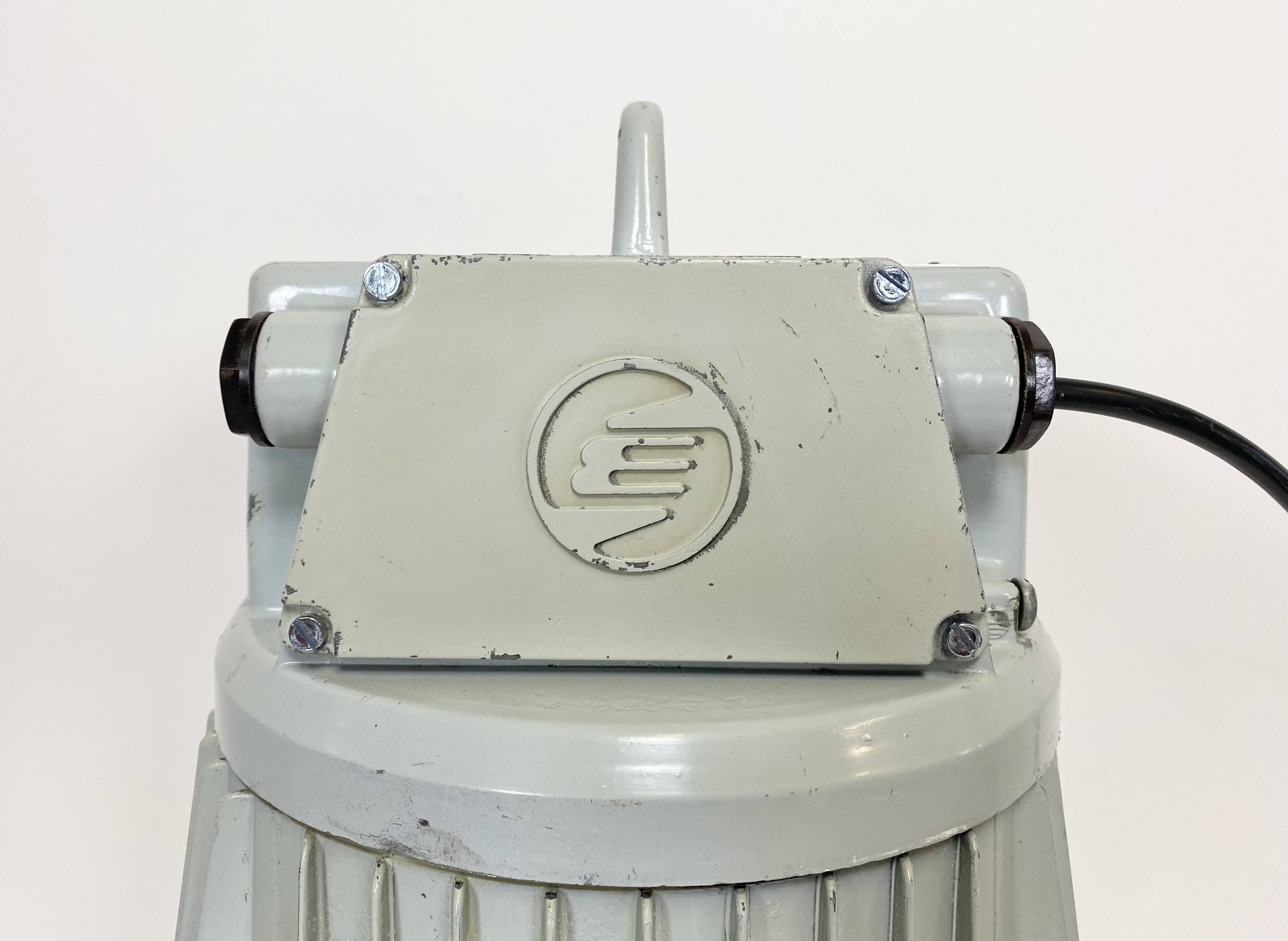 Black enamel industrial pendant light, 1960