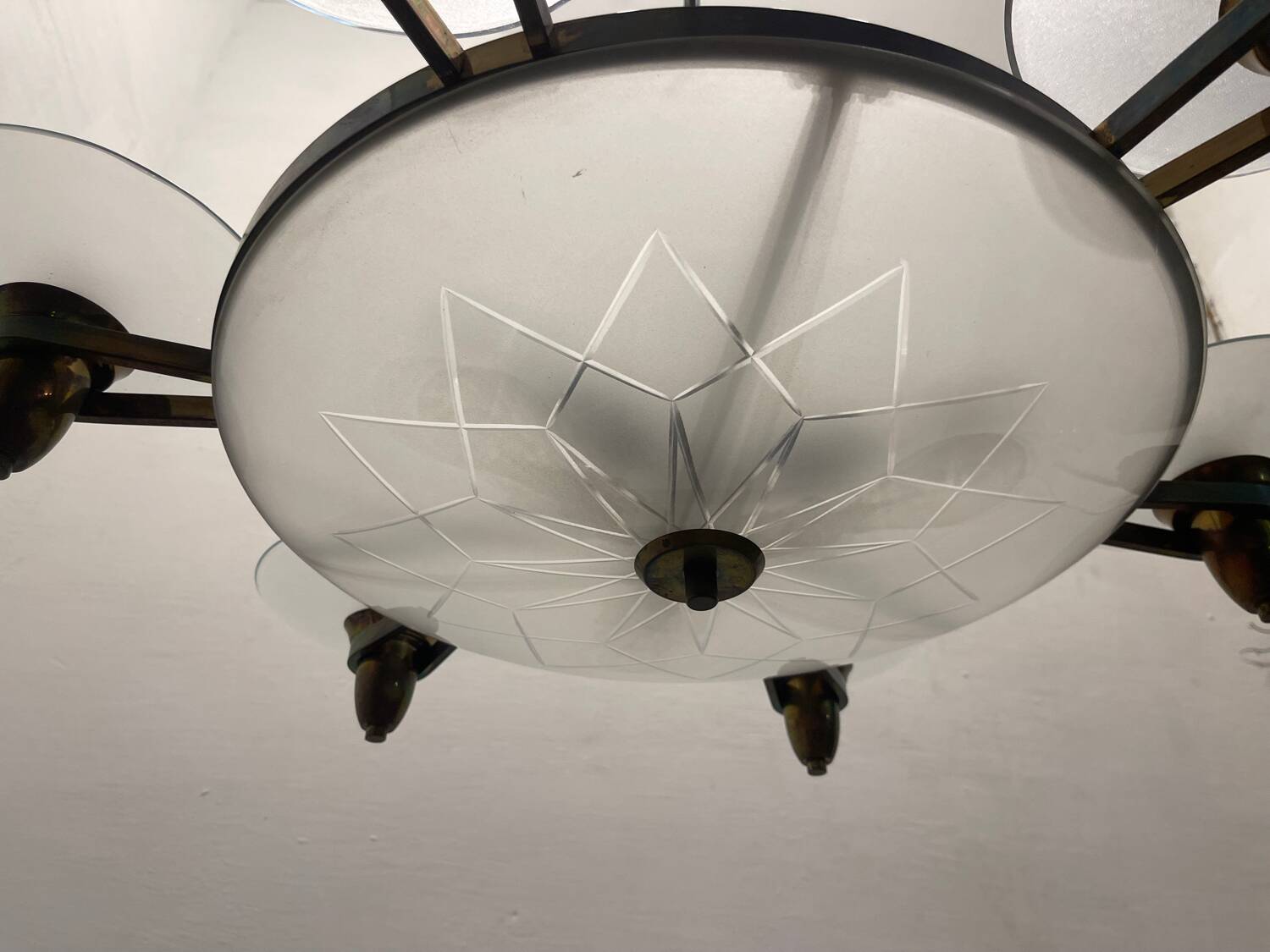 Large Art Deco Bronze Chandelier 1950’s