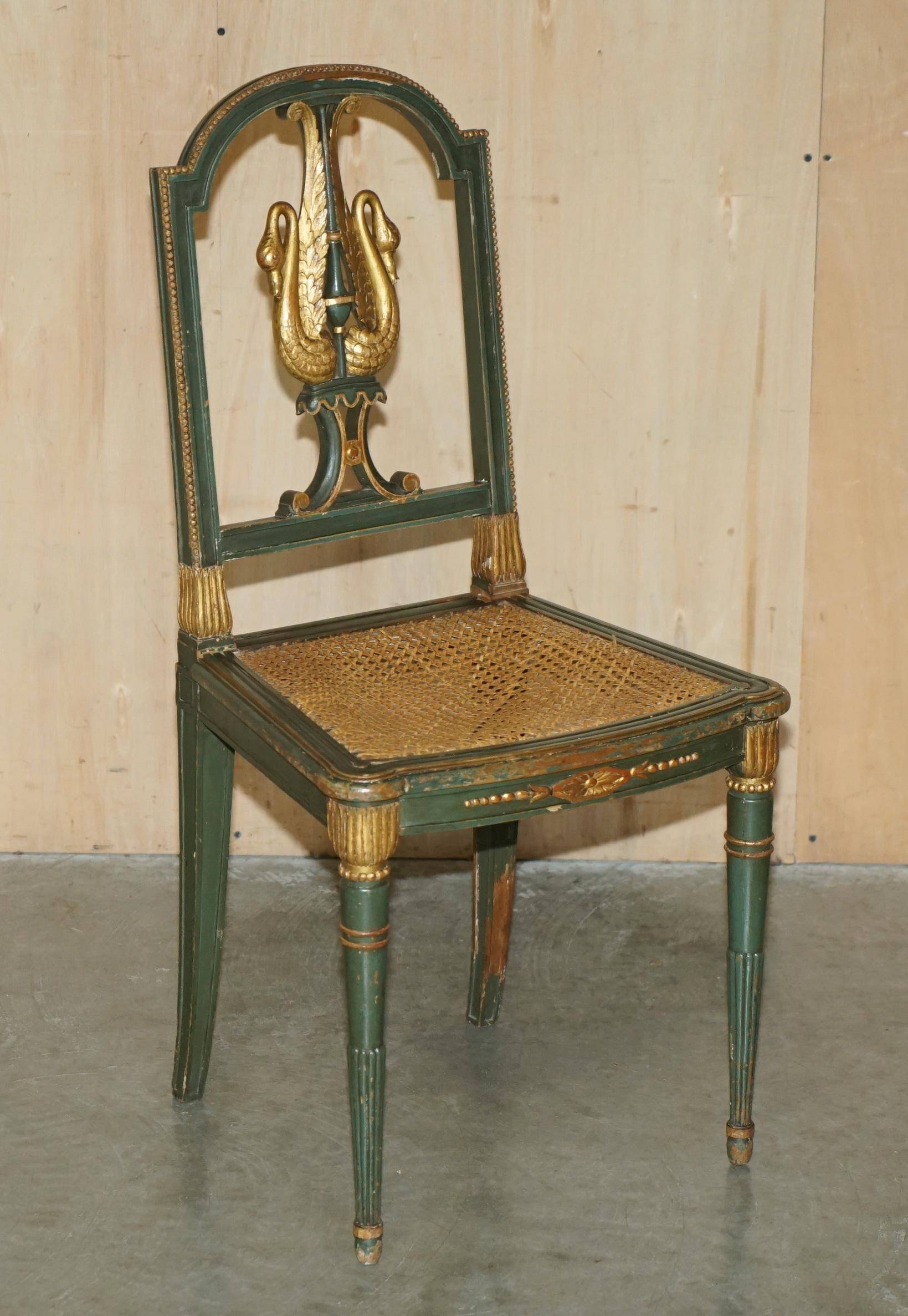 Paire Antique Chaises d'Appoint William Kent Empire Sculptées en Cygne