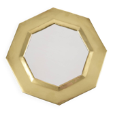 Old golden octagonal mirror, in brass