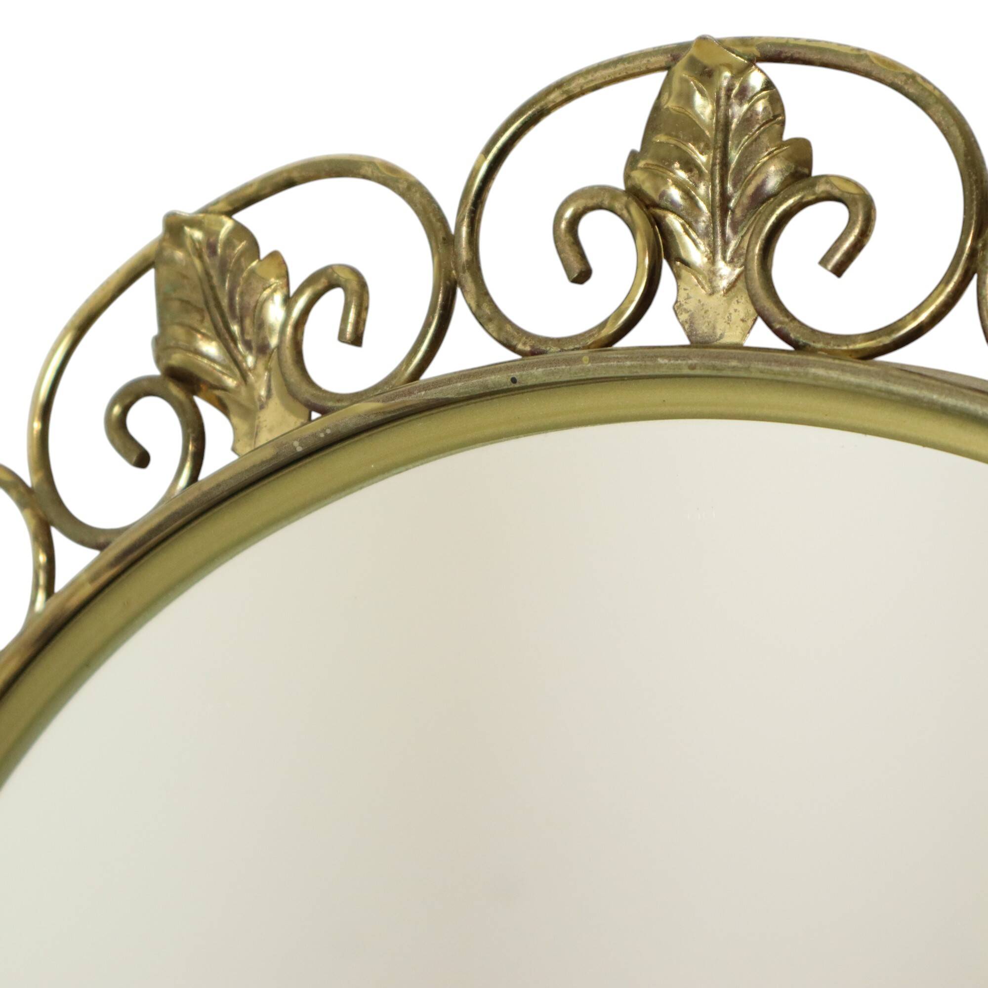 Miroir Deknudt Vintage Doré Métal Cuivré Acanthe