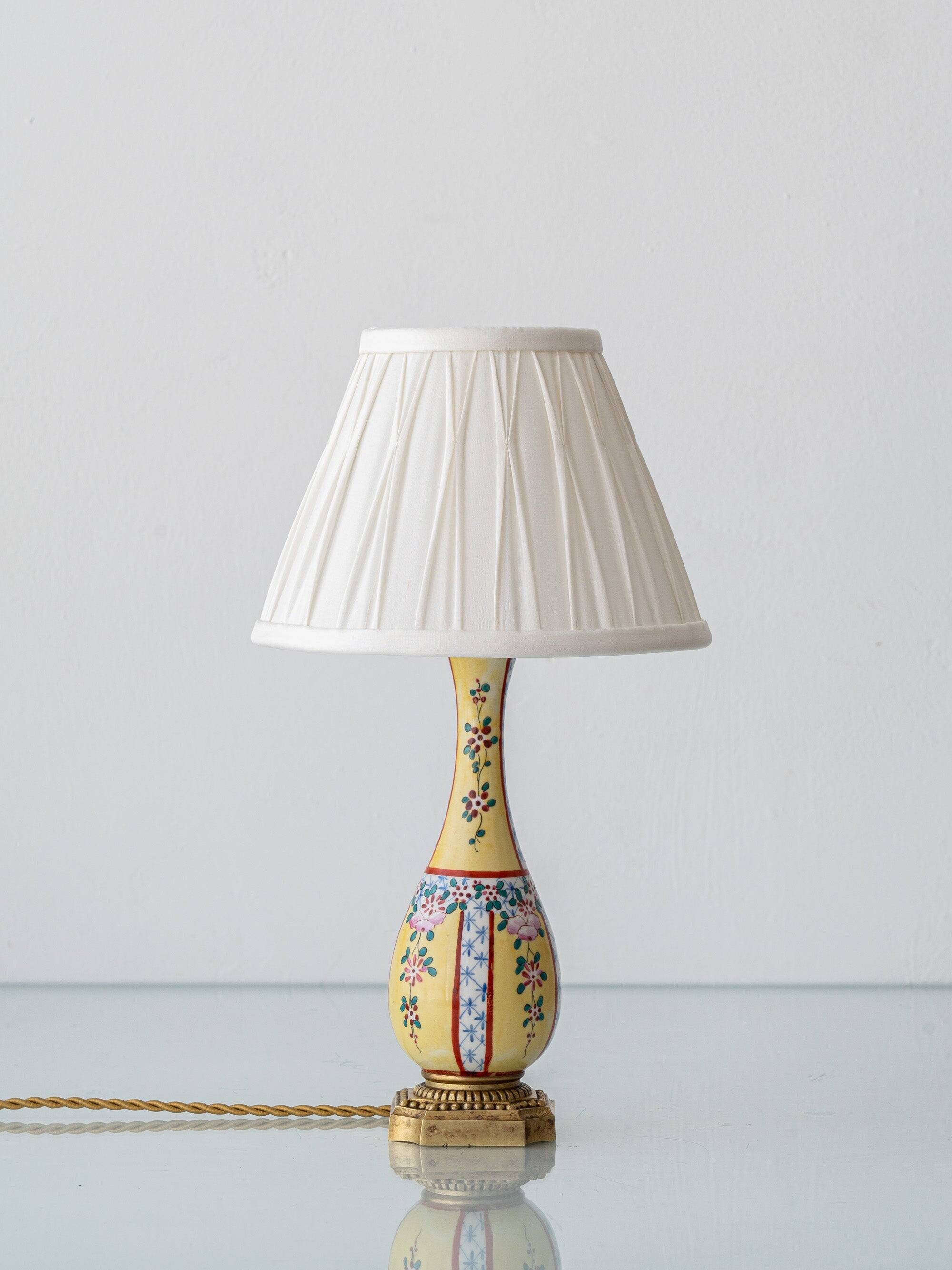 Hand-Painted Yellow Chinoiserie Porcelain Lamp, circa 1900