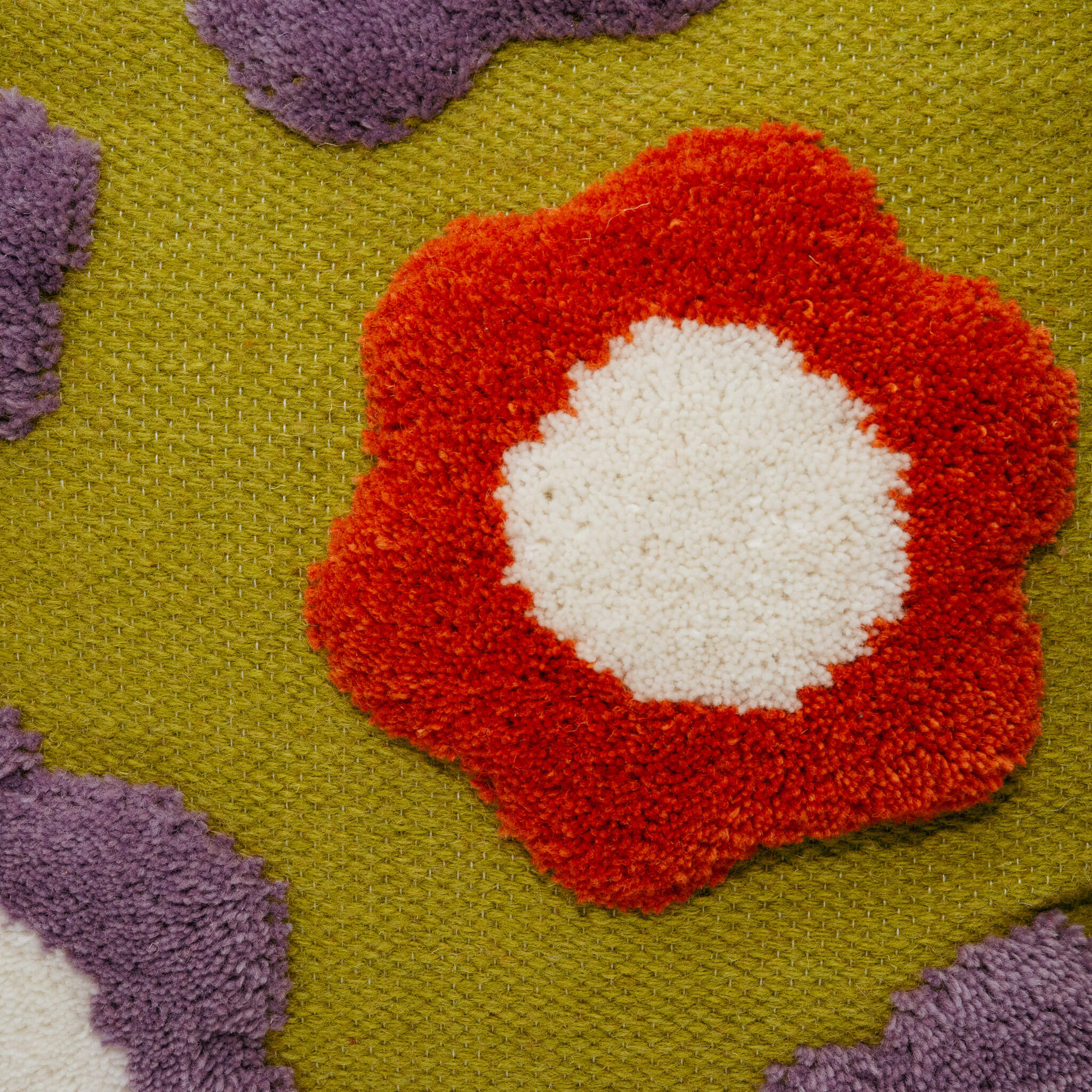 Handmade wool cushion cover purple flower 45 x 45 cm