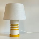 Vintage lamp in lacquered wood yellow and white