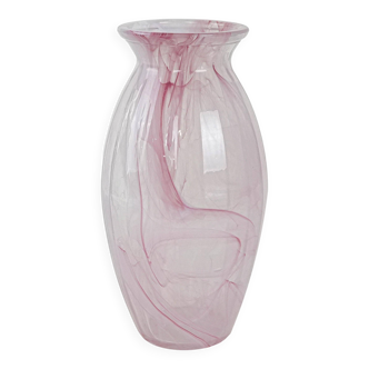 Pink glass vase, Italian design, 1980s, made in Italy