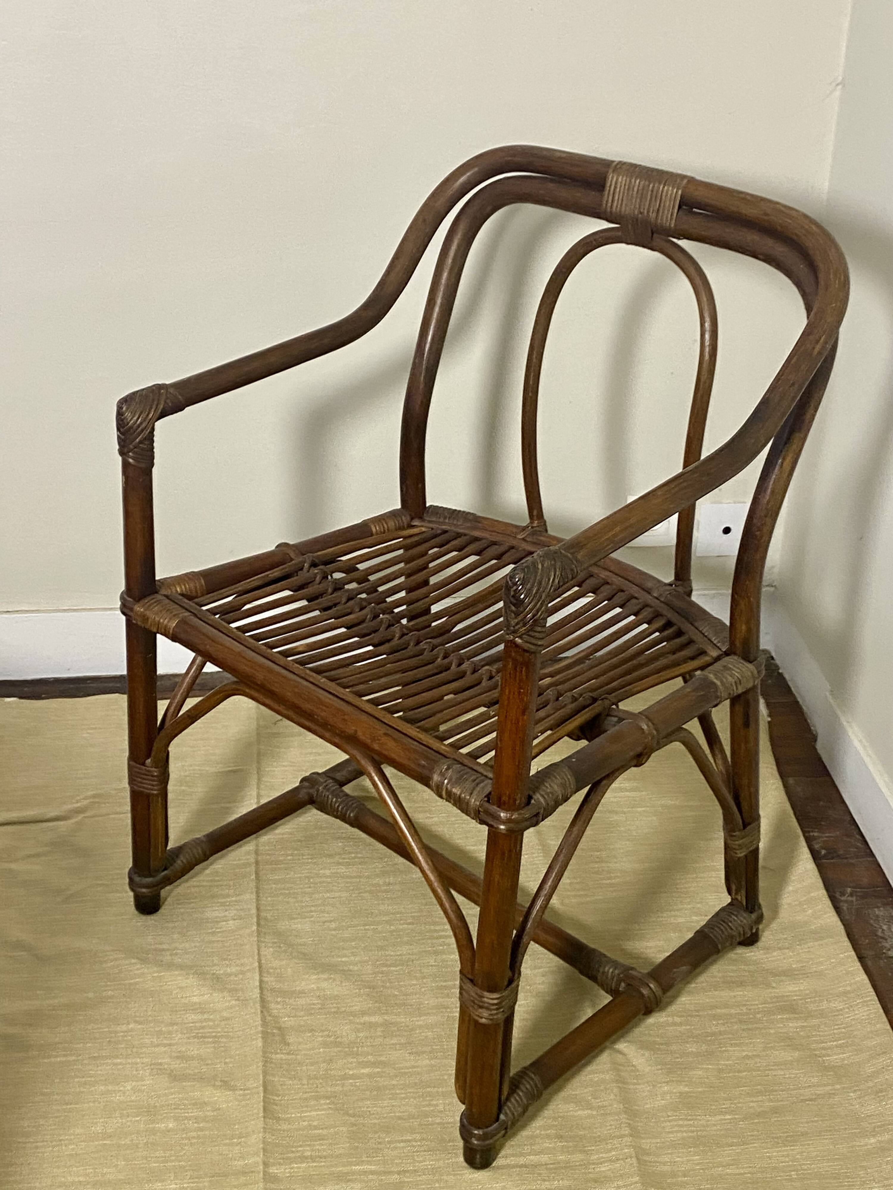 Fauteuil en rotin et osier Année 1970