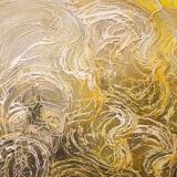 Vibrant mid-century oil painting Mount Fuji at sunset