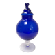 Large blue glass sweet jar on a pedestal from the 80s.