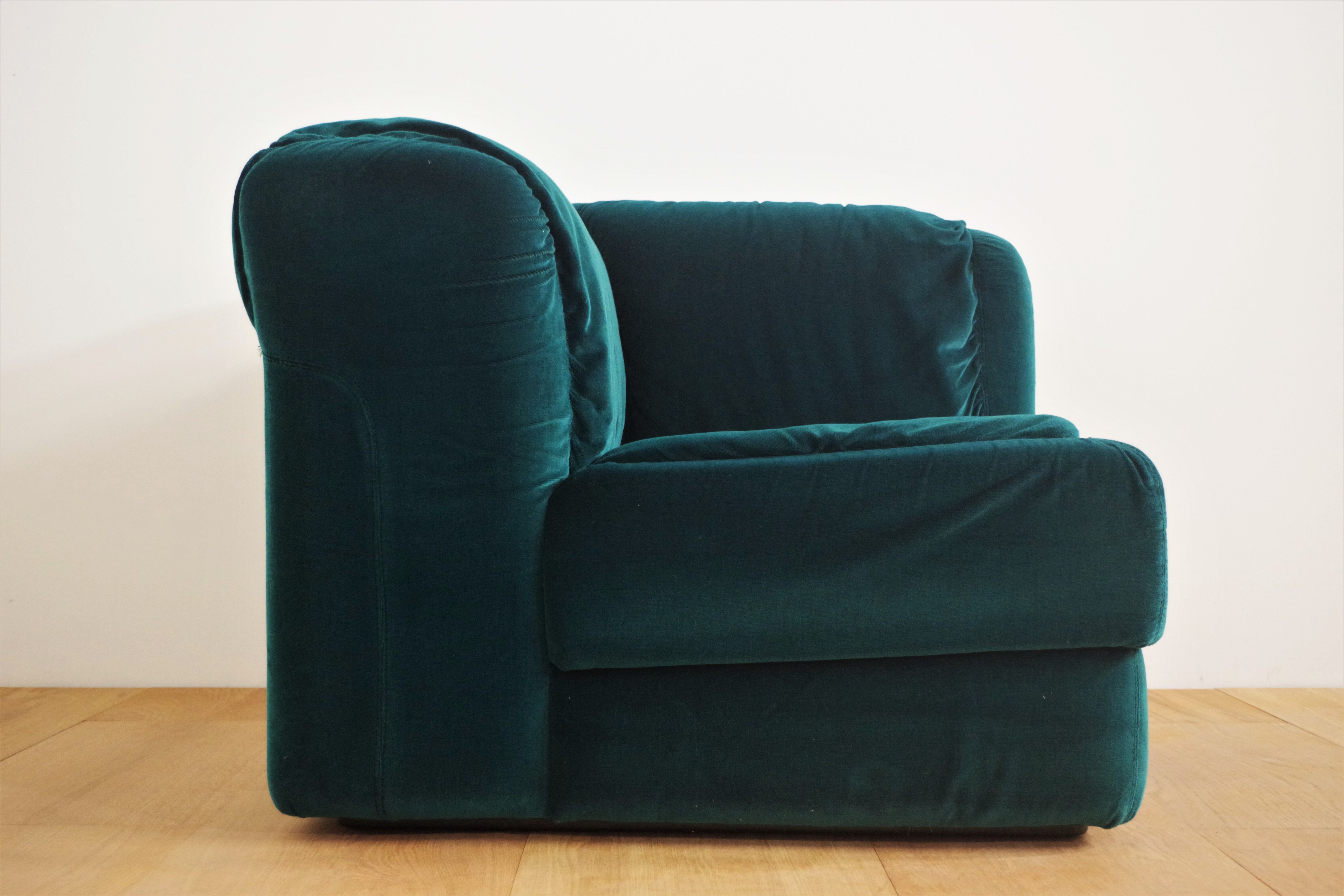 Fauteuils en Chenille de Seven Salotti, 1970s, Set de 5