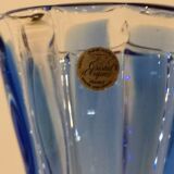 large blue crystal vase from cristal d'arques