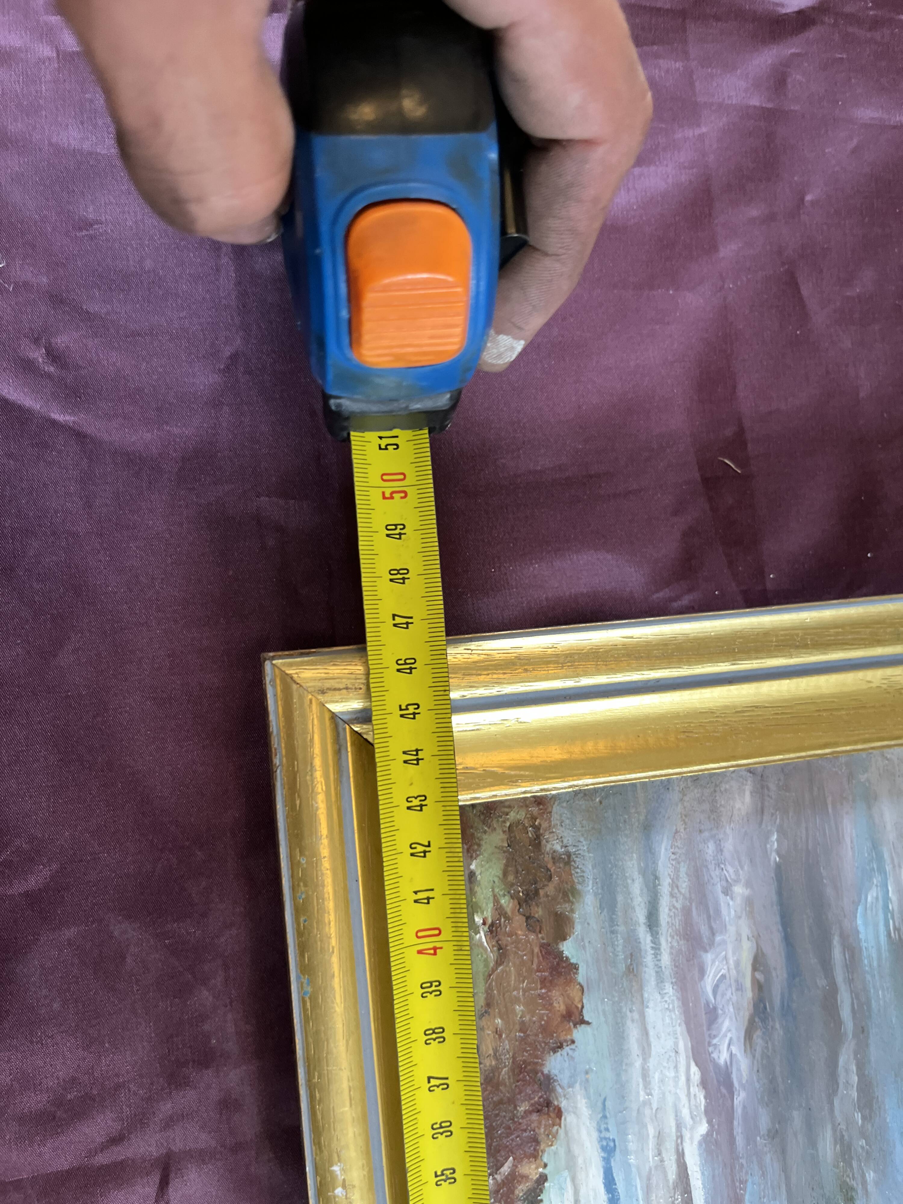 Maritime landscape painting with boat, signed Stauzin