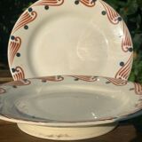 Old earthenware mounted plate, hbcm huguette service