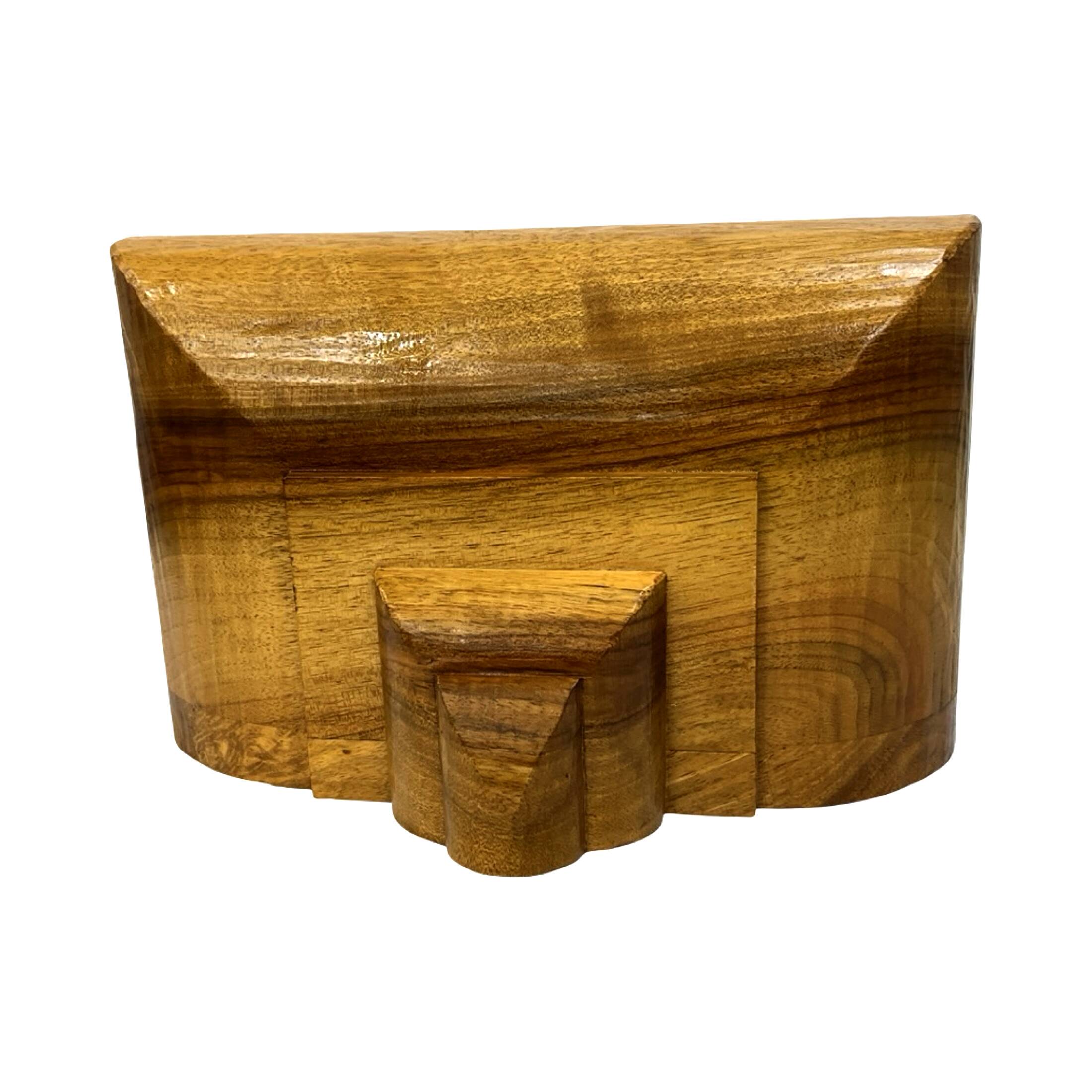Solid Wooden Shelf, Wall Console, Acacia, Art Deco Style, France, 1930s