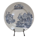 Rustic blue and white ironstone plate, duck and countryside decor