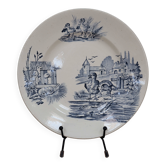 Assiette en terre de fer Rustic bleue et blanche
