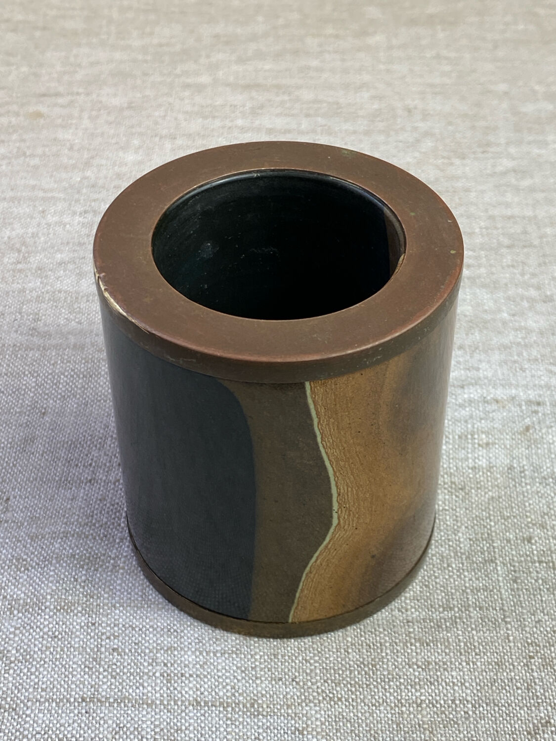 Damascus brass candlestick by Dal Furlo