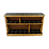 Bamboo rack with black tiles bookcase 1950