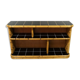 Bamboo rack with black tiles bookcase 1950