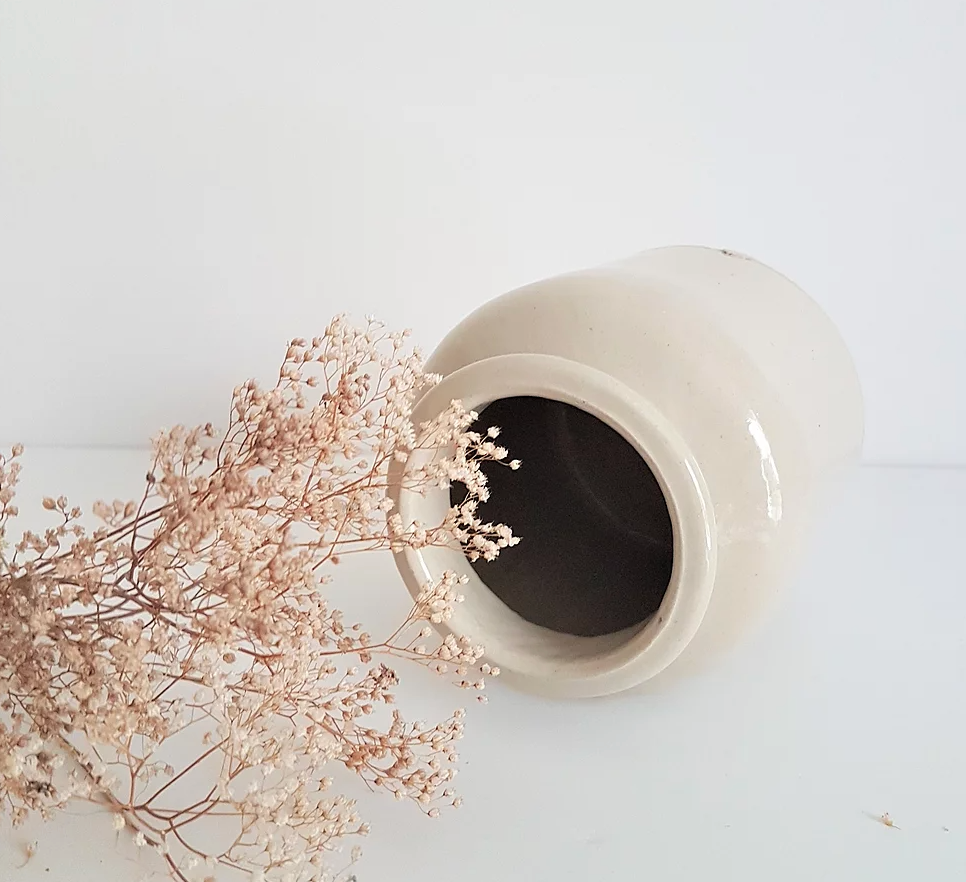 Old white mustard pot