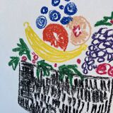 Bouquet de fleurs au pastel sec sur papier illustration originale