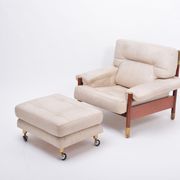 Beige Midcentury Lounge Chair with Ottoman Model "Sella" by Carlo de Carli