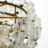 Very rare large heavy 1970s brass crystal glass flower ceiling lamp by Erns
