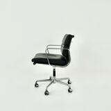 Black leather Soft Pad Chair by Charles & Ray Eames for ICF, 1970S