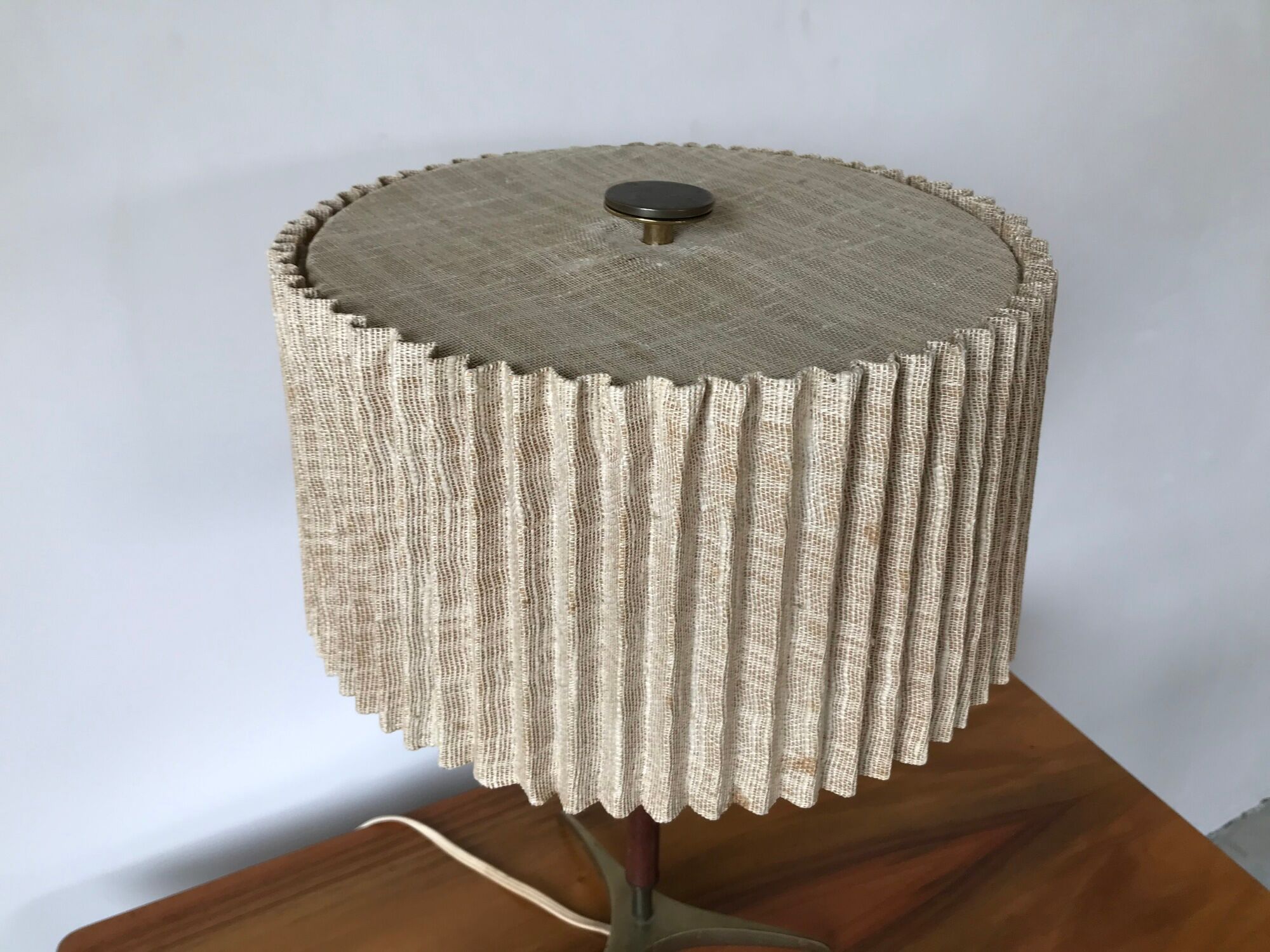 Brass and rosewood lamp by J.T Kalmar, Austria, circa 1950.