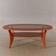 Vintage mahogany coffee table with faceted glass top, 1960s