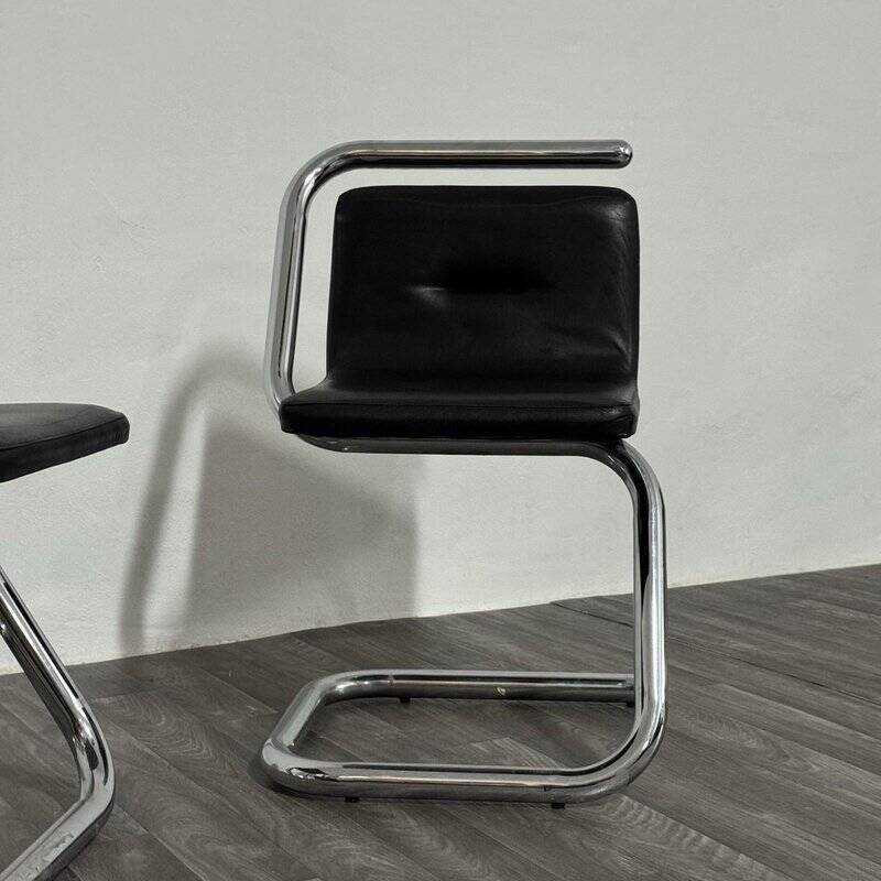 Chrome Tubular Steel Armchairs by Luigi Bardini, 1970s, Set of 2