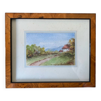 Watercolor countryside landscape