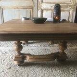 Oak coffee table on casters