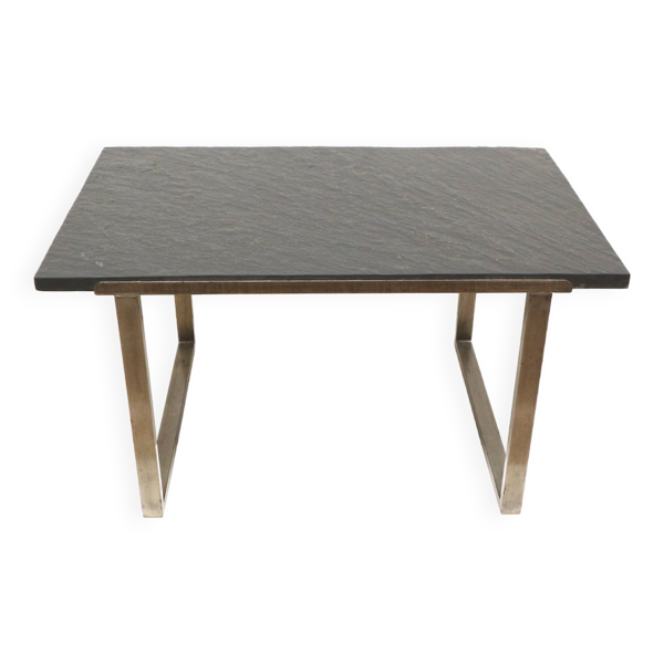 Table basse vintage en ardoise lourde fabriquée dans les années 1970