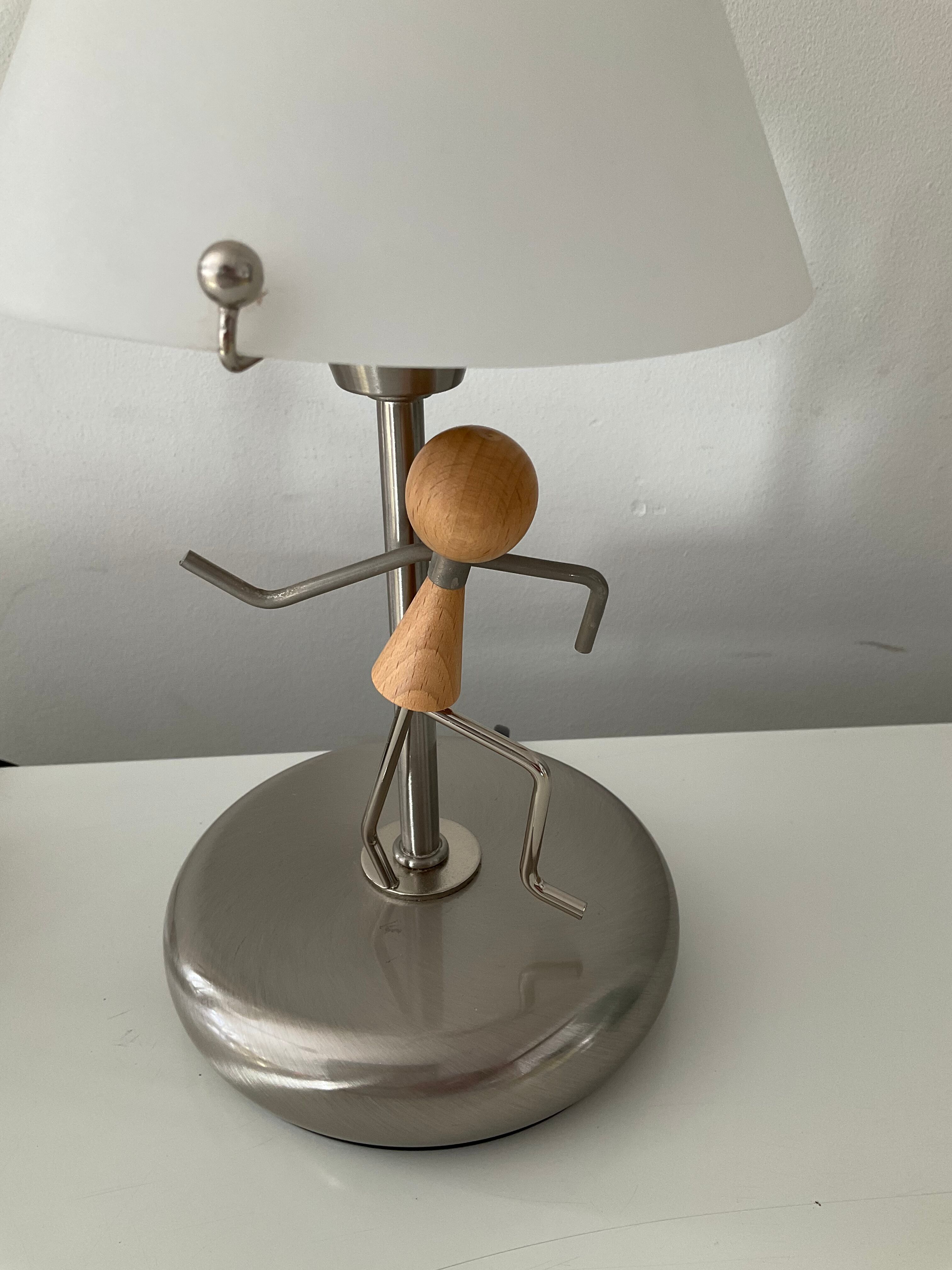 Pair of vintage lamps in wood and chrome metal