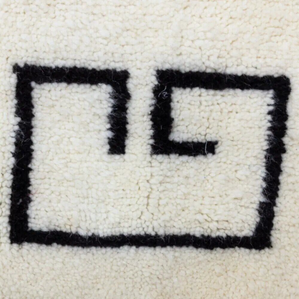 Minimalist Navy Wool Rug — Design with Greek Border