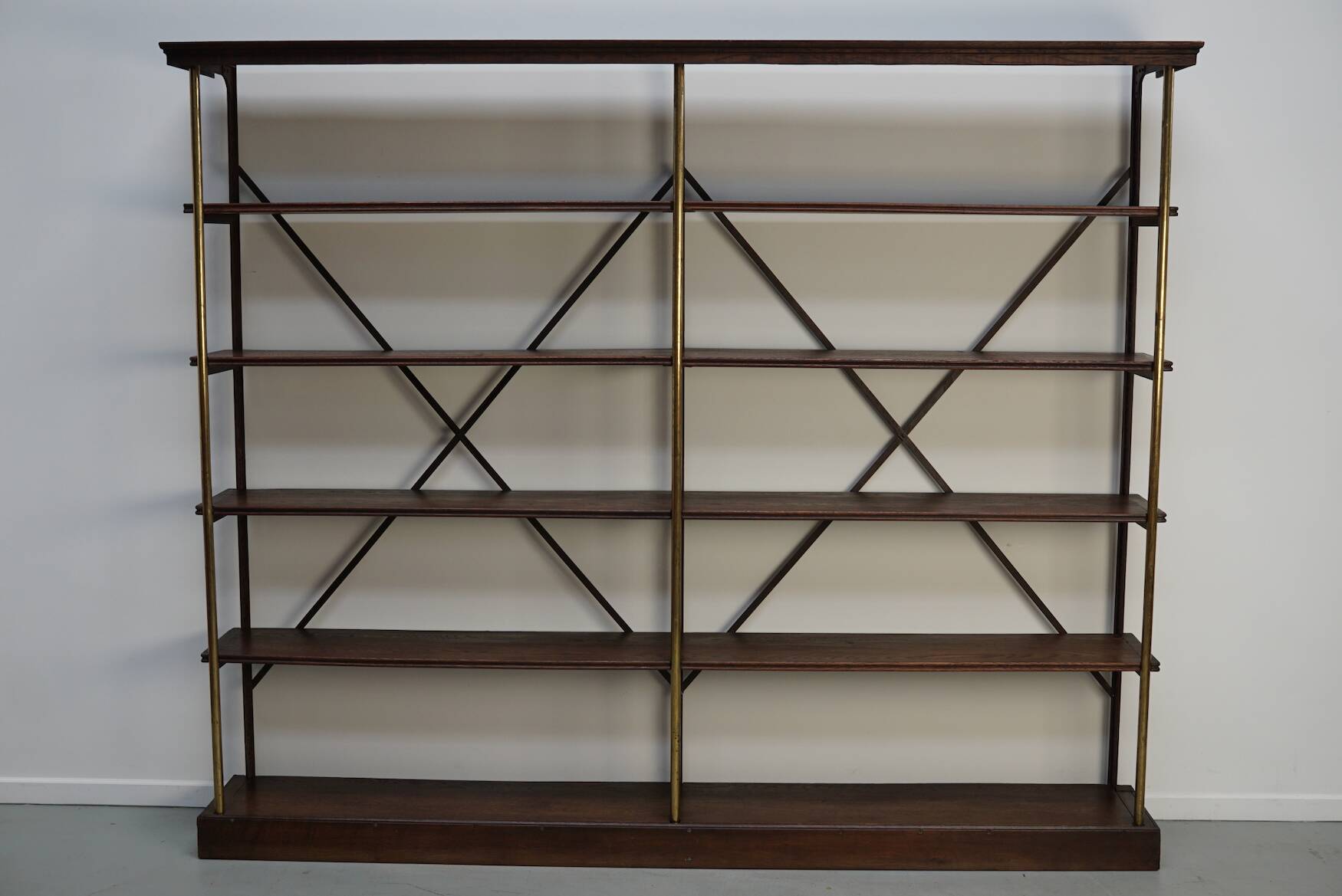 Large Oak and Iron Shelving Unit / Store Display Theodore Scherf, France 1890s