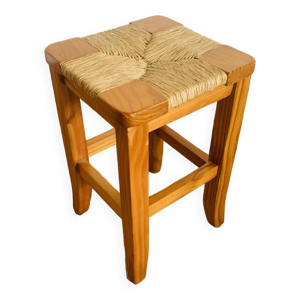 Tabouret en pin et paille