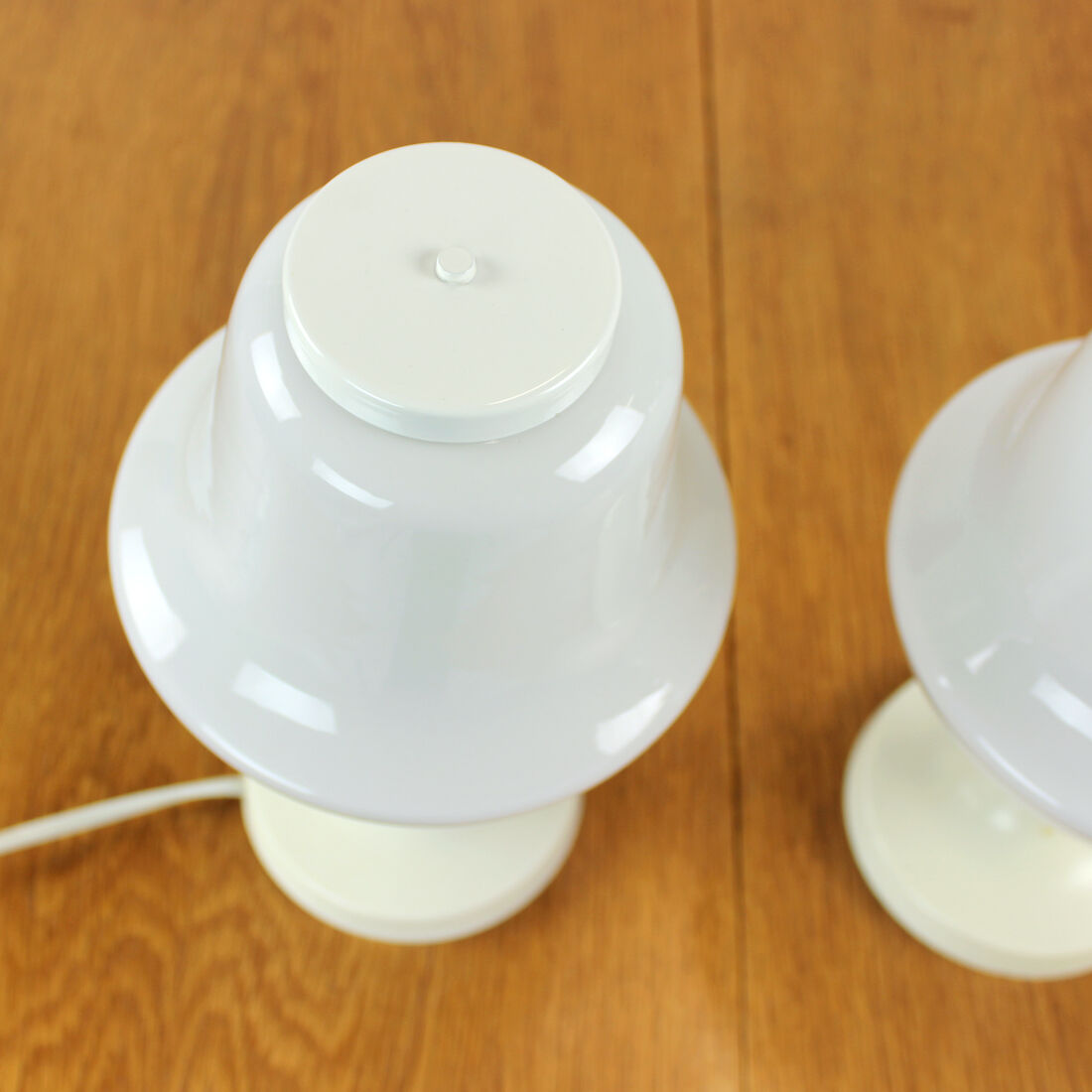 Set of 2 white opaline glass table lamps, Opp Jihlava, Czechoslovakia 1960s