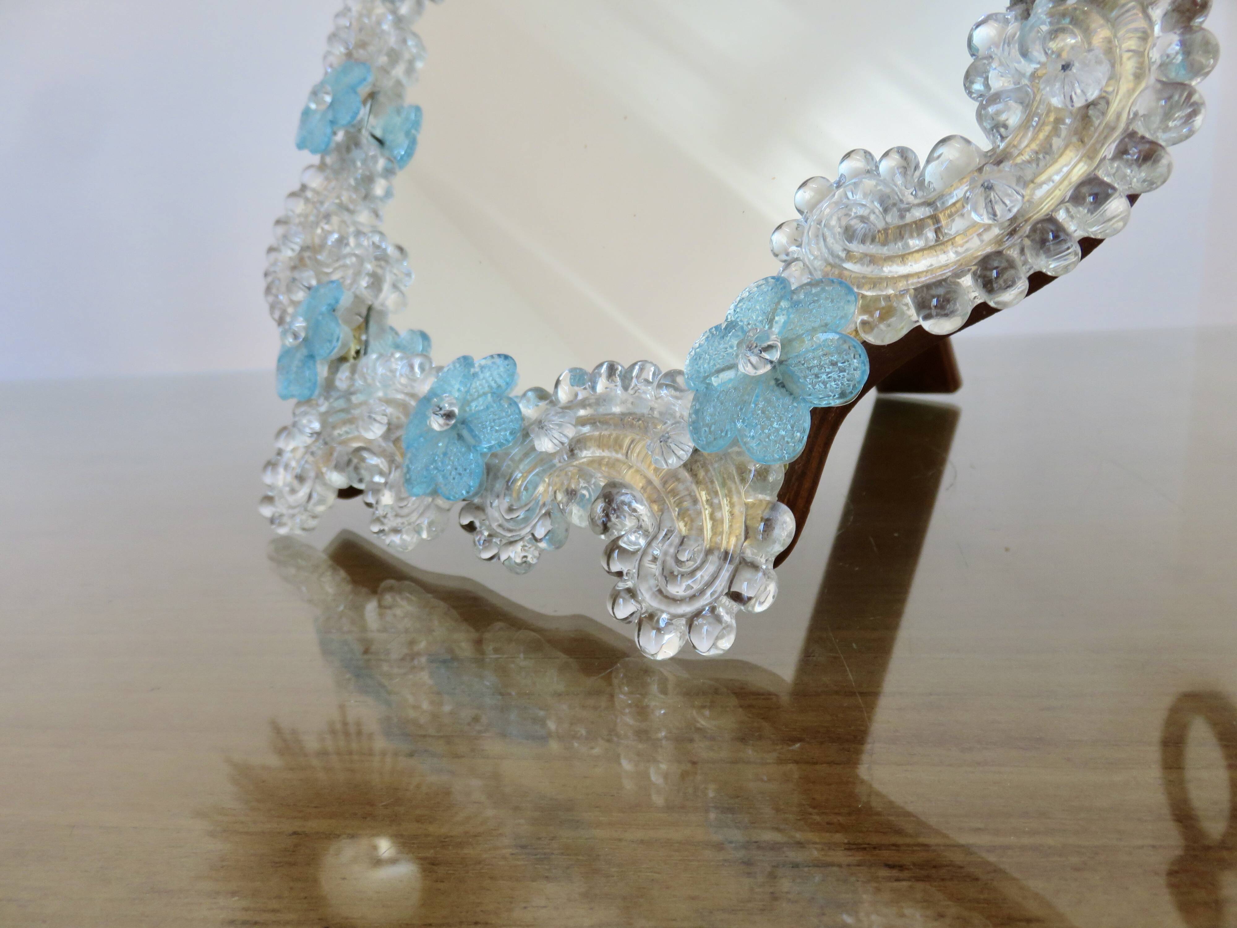 Venetian mirror made of Murano glass, for standing or hanging, 1950.