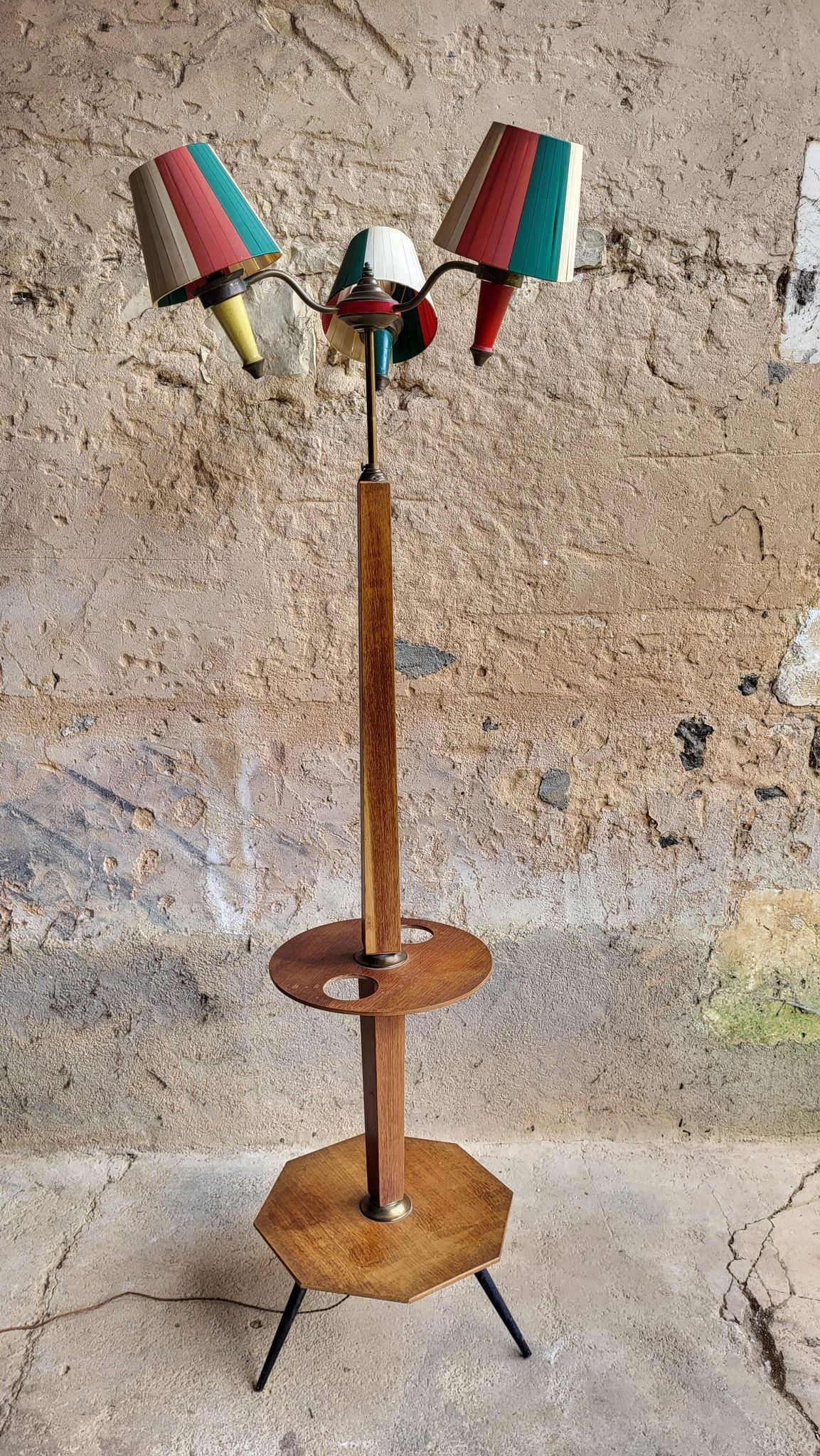 Lampadaire tablette 3 feux vintage années 50