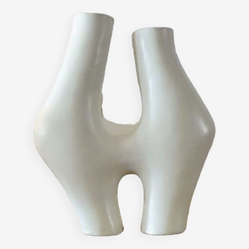 Vase forme organique en tadelakt blanc