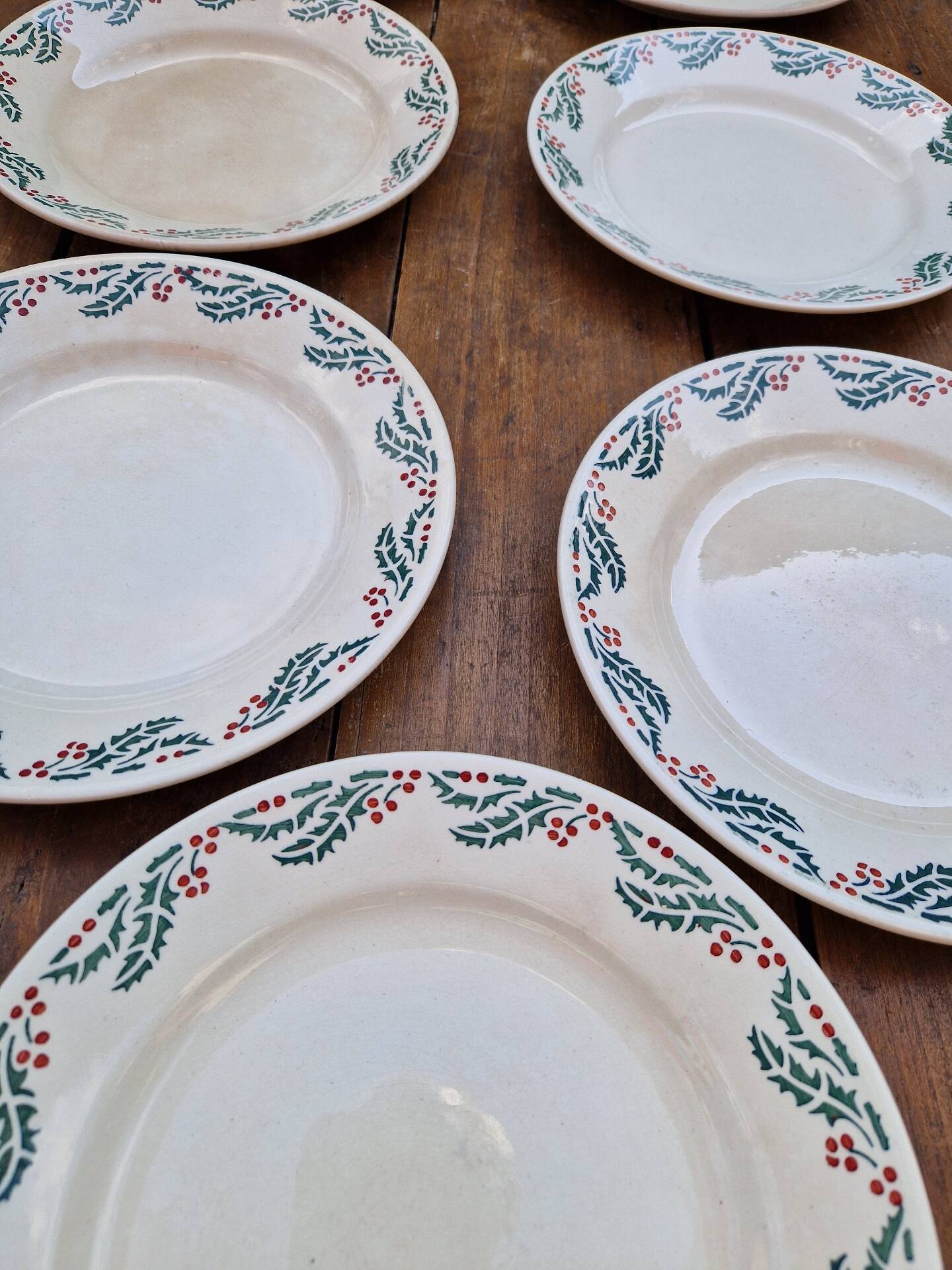 Lot De 7 Assiettes Plates Modèle Houx HB