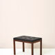 Vintage rosewood pouf with faux leather seat