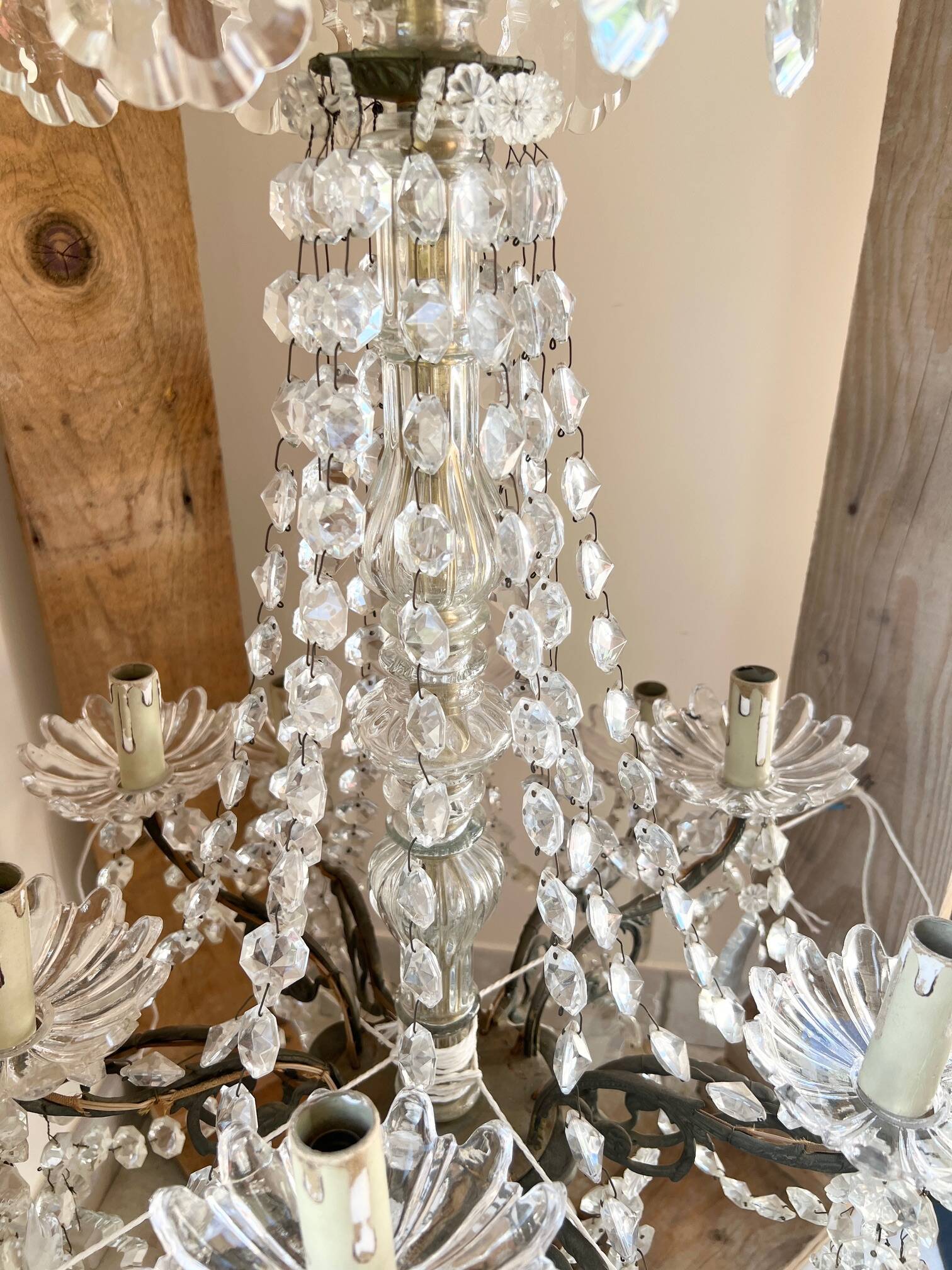 12-light crystal chandelier, antique light fixture