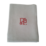 Set of six damask cotton towels monogrammed D P Red