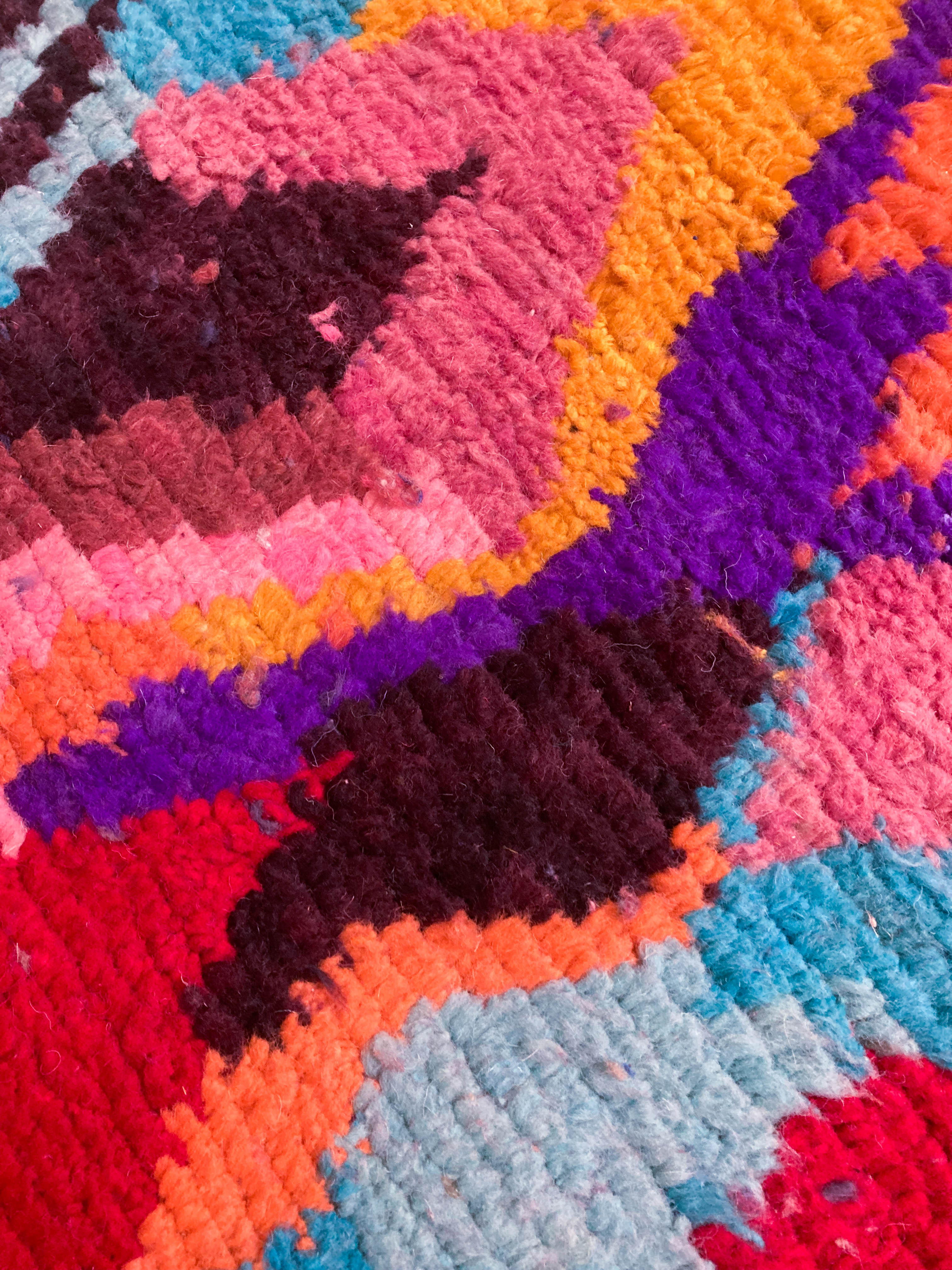 Moroccan Berber rug Boujaad corridor with multicolored patterns 283x86cm