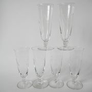Set of 6 champagne flutes engraved 1960