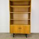 1950s modernist bookshelf, light oak, vintage
